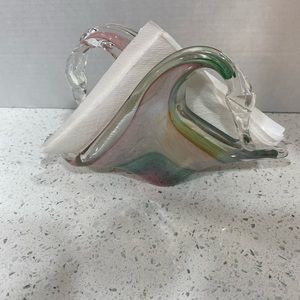 Vintage 1990s Art Glass Laorazione Arte Pink, Green,white Múrano Hand Blown